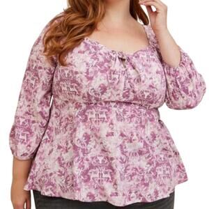 Torrid Harry Potter Damask Peplum Challis Tie Front Blouse